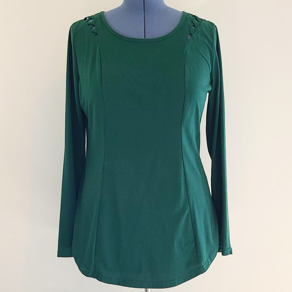 Emerald Green Lattic Shoulder Tunic XL
